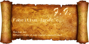 Fabritius Ignác névjegykártya