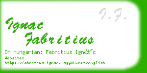 ignac fabritius business card